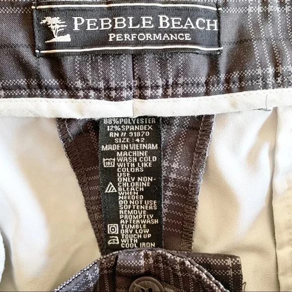 Pebble Beach Performance Grey Plaid Shorts | 42 - Picture 4 of 5
